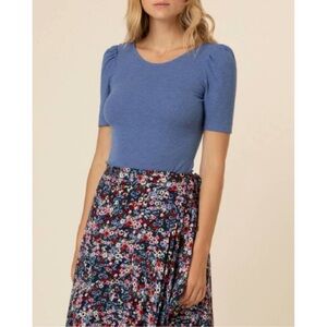 Frnch Paris Cataline short sleeve low back top in blue